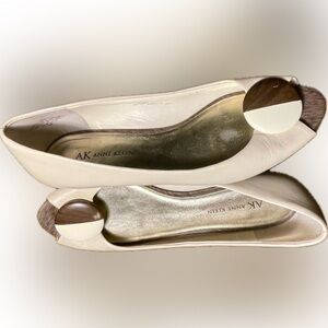 Anne Klein Elegant Cream Open-Toe Flats